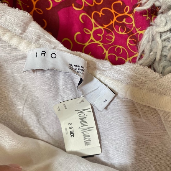 IRO NWT France white linen one shoulder ruffle shirt top peplum asymmetric 38 M - Picture 3 of 11